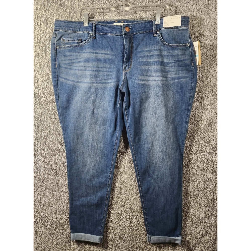 Jessica Simpson Forever Rolled Ankle Jeans Blue Soft Sculpt Stretch Womens 20W